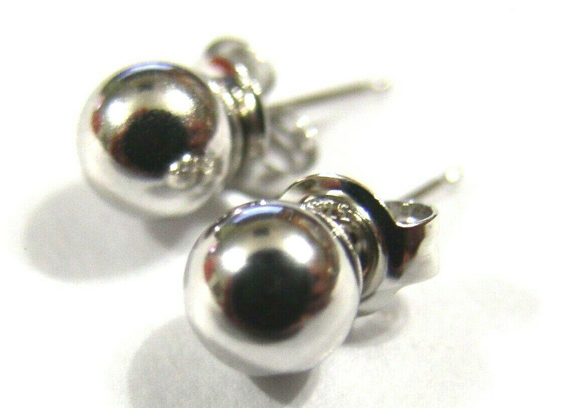 Genuine 14ct White Gold 7mm Stud Ball Earrings With Butterfly Backs