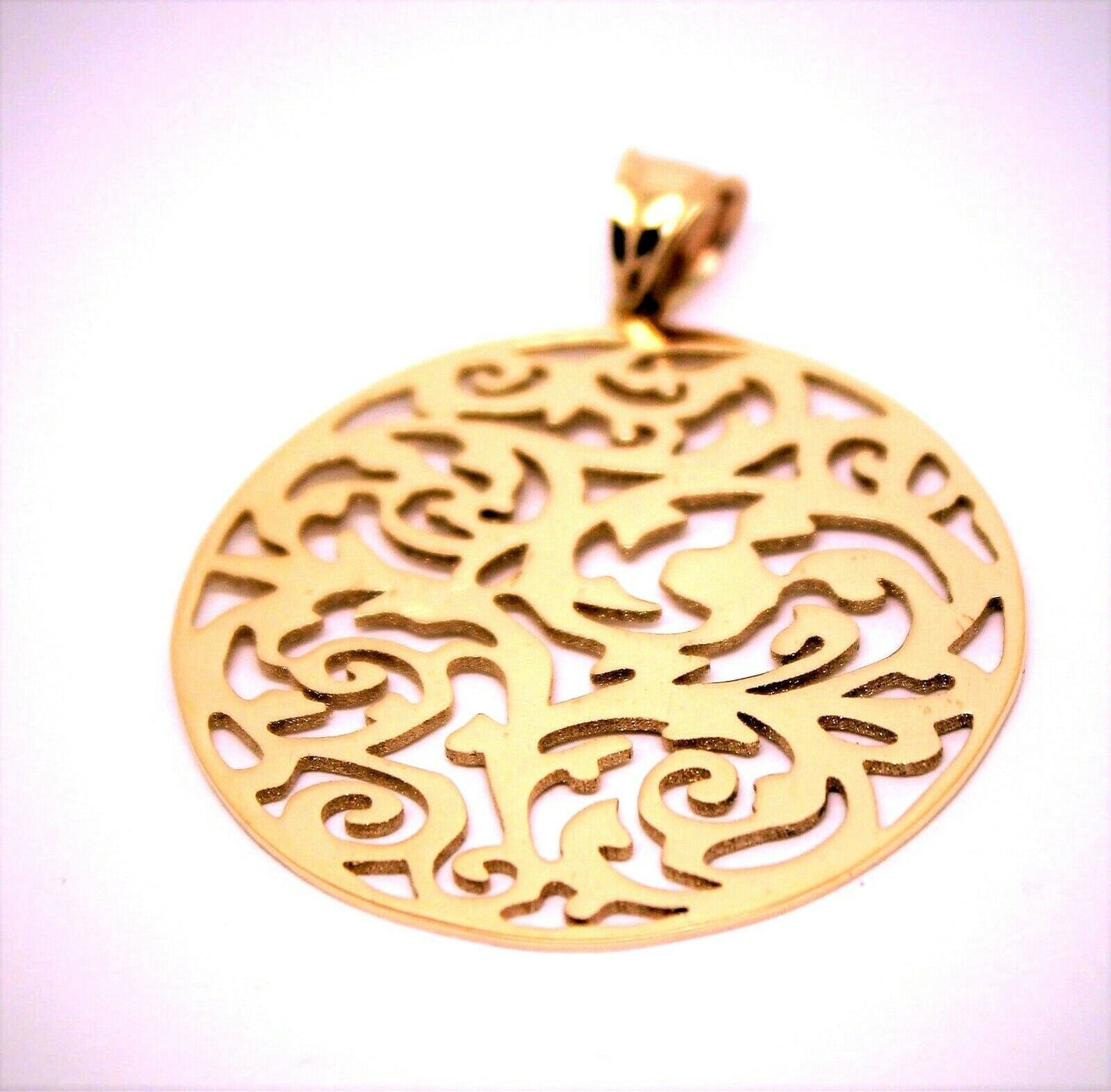 Kaedesigns New Genuine Heavy Solid 9ct 9kt Yellow, Rose or White Gold Round  Filigree Pendant