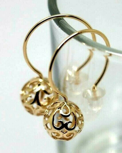 Kaedesigns 9ct 9k Yellow, Rose or White Gold 10mm Full Ball Hook Filigree Earrings