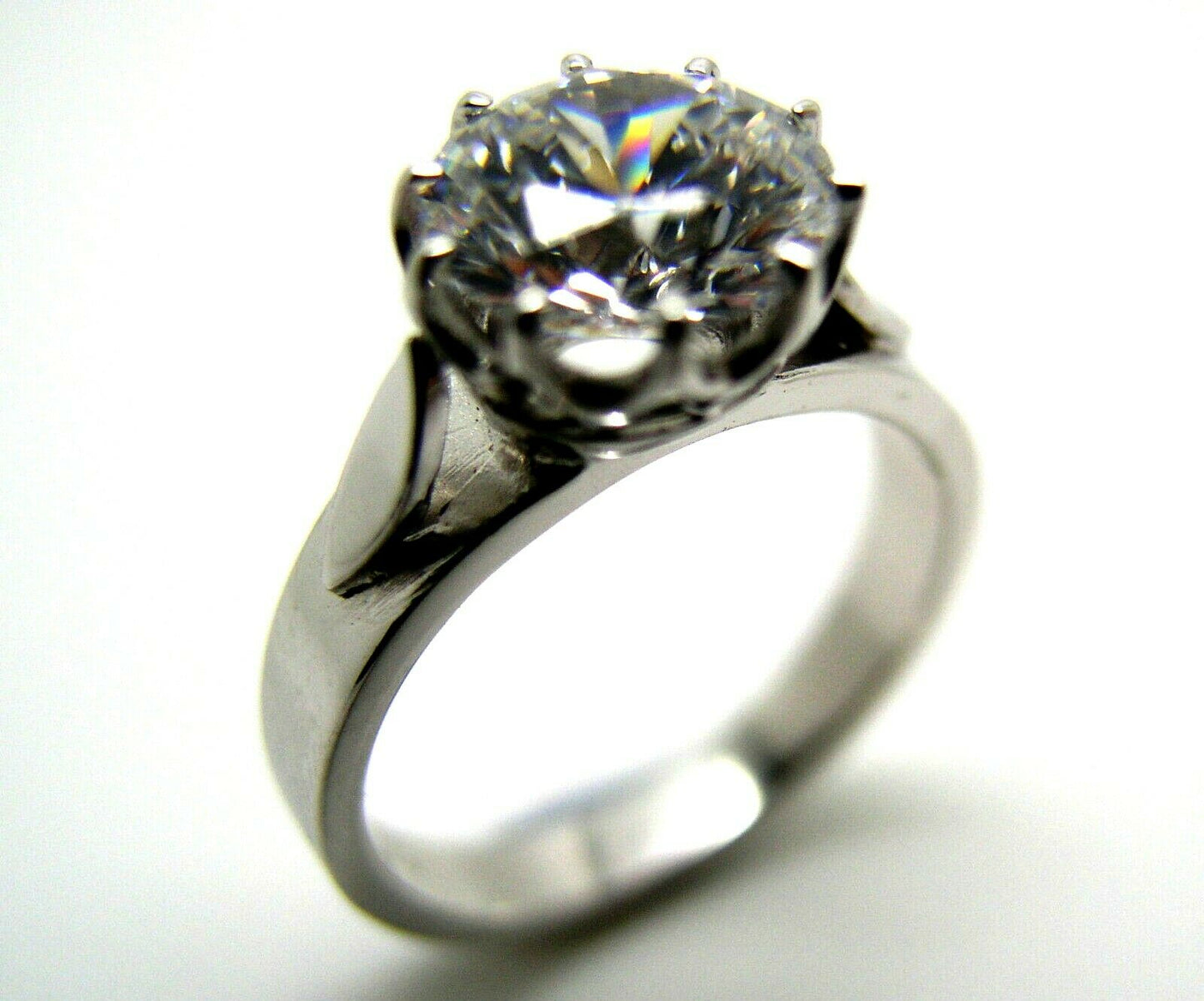 Genuine 18ct Solid White Gold 1.2ct Cubic Zirconia Round Cut Ring