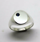 Sterling Silver Oval Blue Australian Sapphire Signet Ring, Choose your size M to U