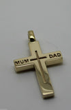 Kaedesigns New 375 9ct Yellow or Rose or White Gold Love Mum & Dad Cross Pendant