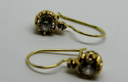 New 14ct 585 Full Solid Yellow Gold Cubic Zirconia Stone Earrings *Free Express Post In Oz