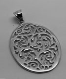 Kaedesigns Genuine Heavy Solid Sterling Silver 925 Large Oval Filigree Pendant