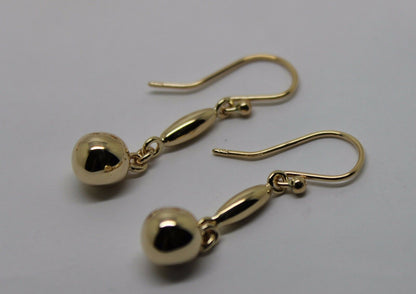 Kaedesigns, 9ct 9kt Yellow Or White Or Rose Gold 8mm Ball Long Drop Earrings