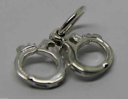 Sterling Silver 925 Hand Cuffs Handcuffs Charm Or Pendant