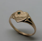 Kaedesigns Genuine 9ct 9K Yellow, Rose and White Gold Green Emerald (Birthstone Of May) Signet Ring