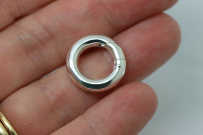 Genuine Large Sterling Silver 14mm or 17mm Round Spring Circle Clasp Shortener Polished