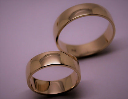 His & Hers Genuine 2 X Full Solid 9ct 9k,Rose Gold 6mm Wide Wedding Couple Bands Rings