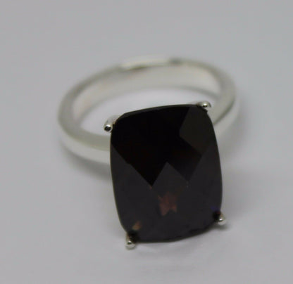 Sterling Silver Brown Rectangle Cubic Zirconia Ring