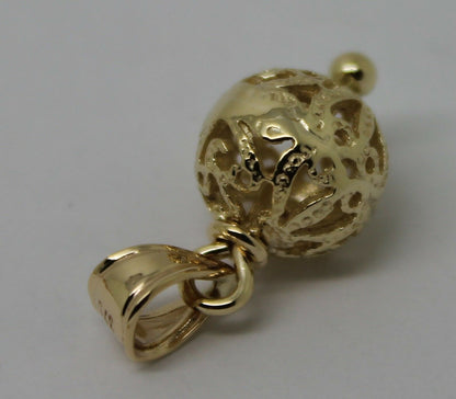 Genuine New 9ct 9K Yellow, Rose or White Gold 10mm Filigree Ball Pendant