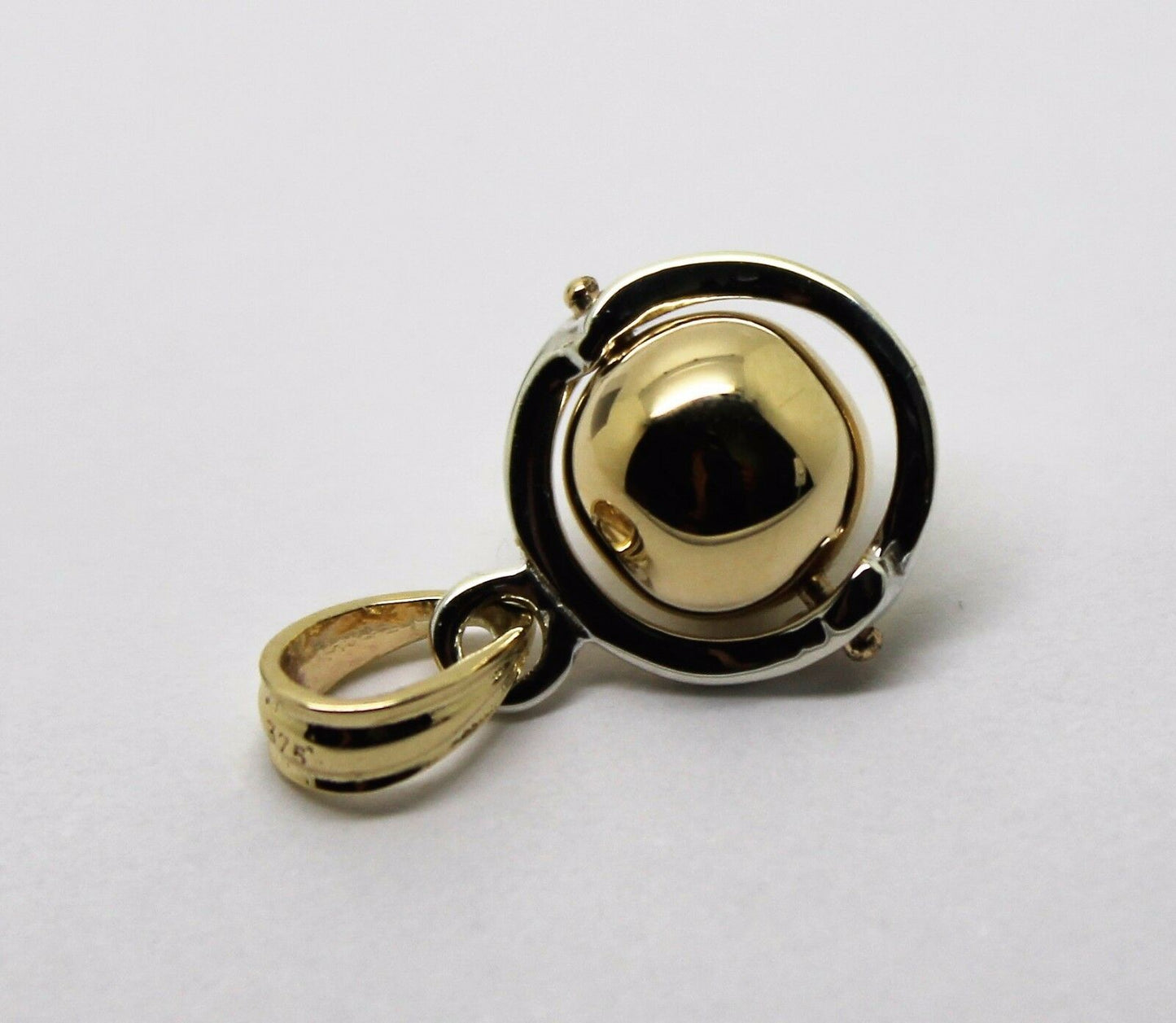 Genuine Sterling Silver & 9ct Yellow Gold Ball 8mm Ball Pendant