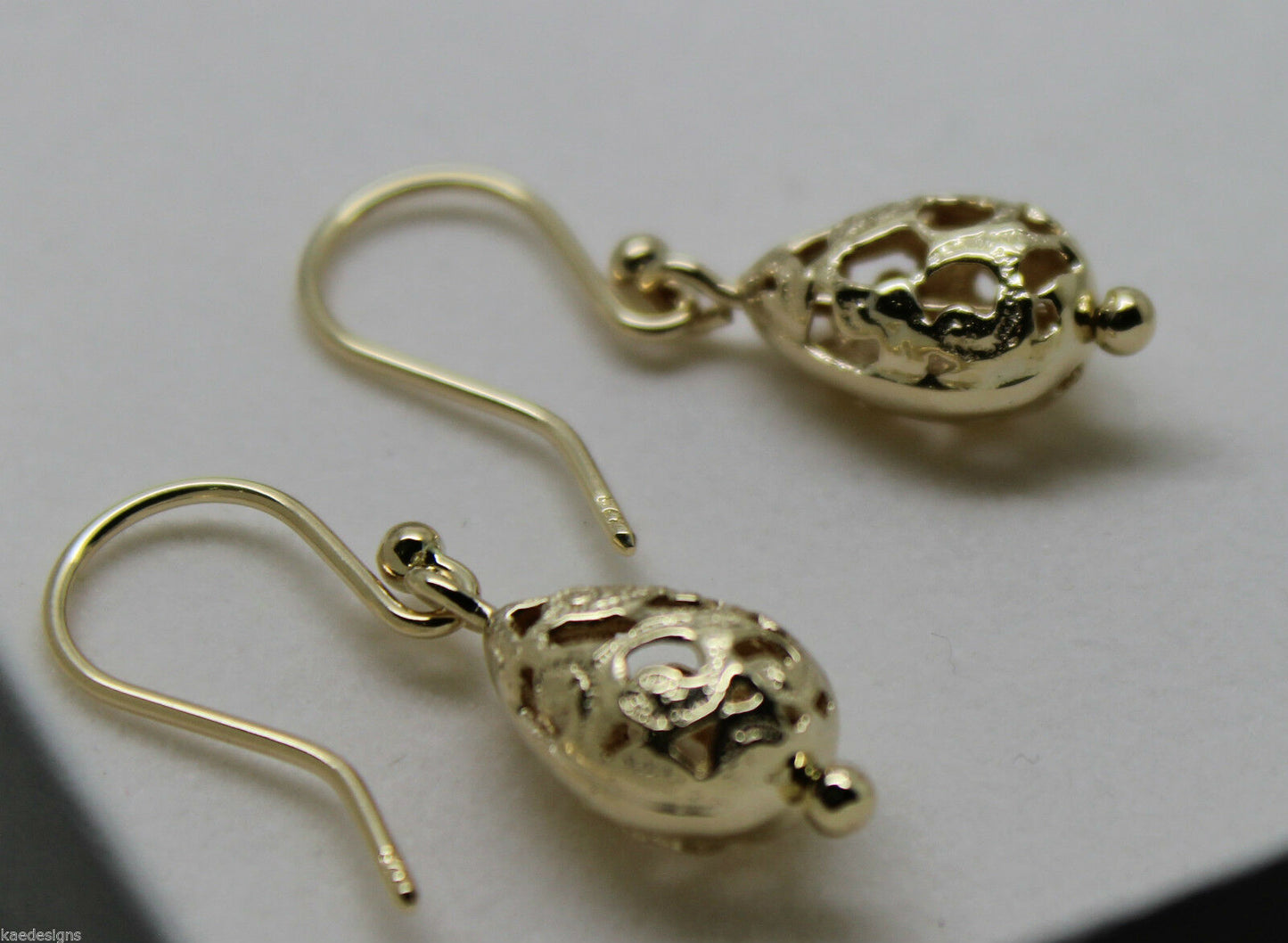 Kaedesigns 9ct 9k Yellow Or White Or Rose Gold 375 Teardrop Filigree Earrings