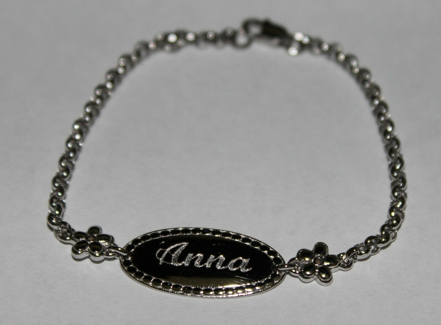 Genuine Baby or Childs 18ct 750 White Gold ID Belcher Engraved Bracelet