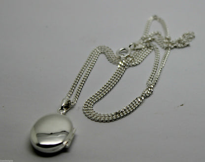 Sterling Silver Oval Locket Pendant 2 Photos & 50cm Silver Chain