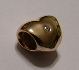 Kaedesigns, New Genuine 9ct Yellow, Rose or White Gold Si Diamond Heart Bead For Charm Bracelet