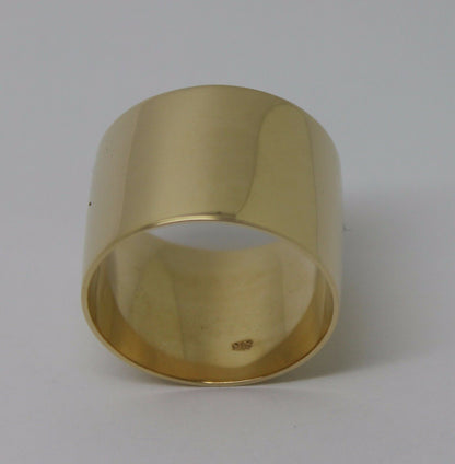 Genuine Solid Size S / 9 9ct 9k Yellow, Rose or Gold Solid 15mm Extra Wide Band Ring