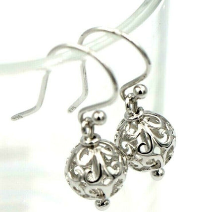 Kaedesigns, Genuine 9ct Yellow, Rose or White Gold 10mm Euro Ball Drop Filigree Earrings