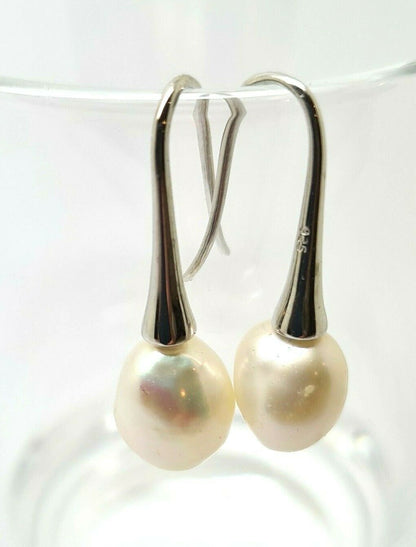 Genuine Sterling Silver Baroque Freshwater Pearl Ball Earrings