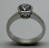 Genuine Cubic Zirconia 9ct Solid White Gold  Engagement Ring Size Q