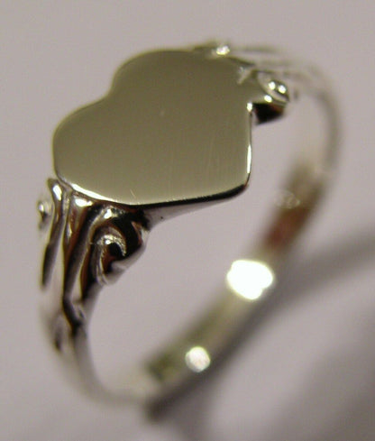 Kaedesigns, Genuine 925 New Childs Solid Sterling Silver Heart Signet Ring