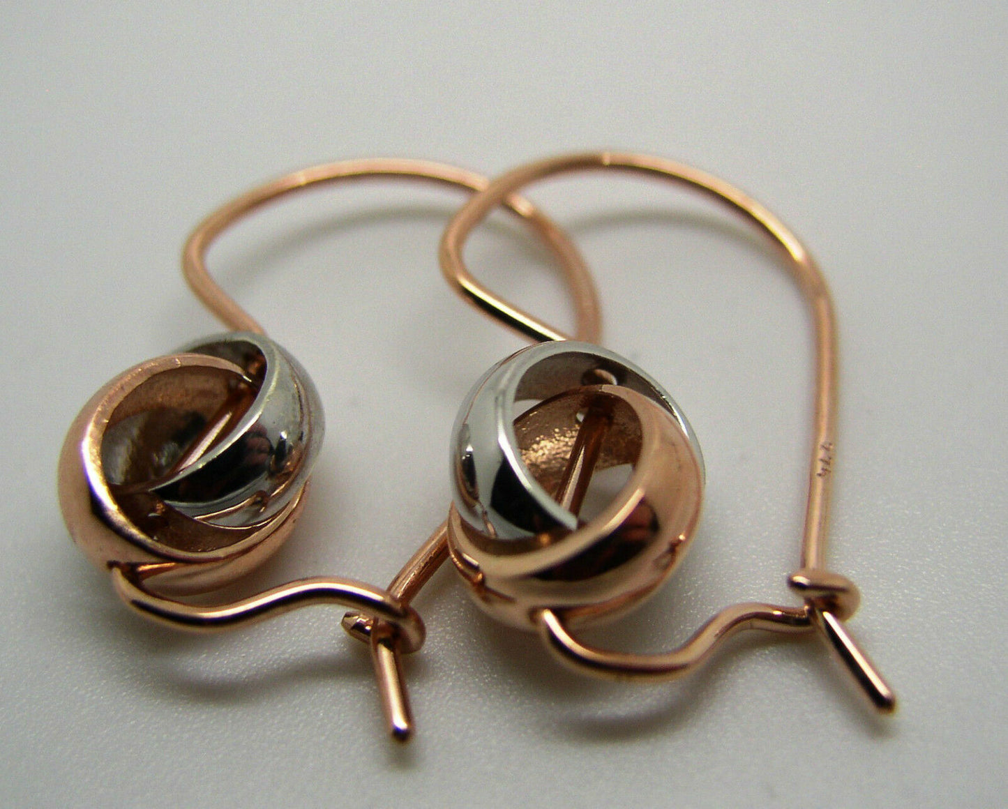 Kaedesigns New Genuine 9ct 8mm Rose & White Gold Belcher Spinning Earrings