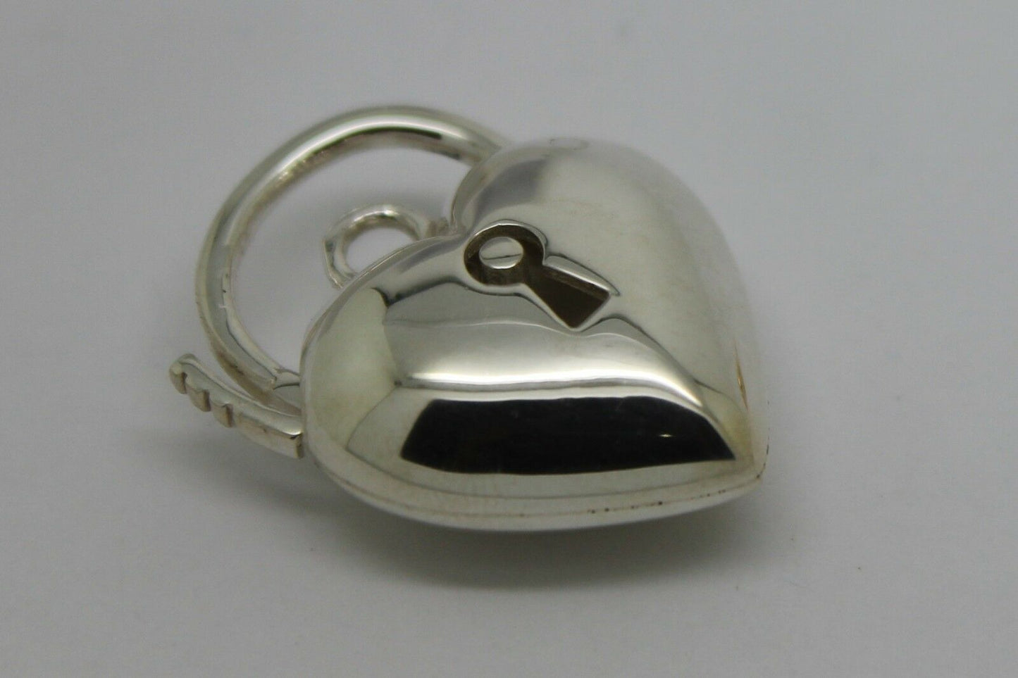 Sterling Silver 925 Bubble Heart Large Padlock Pendant 19.8mm 7.8g