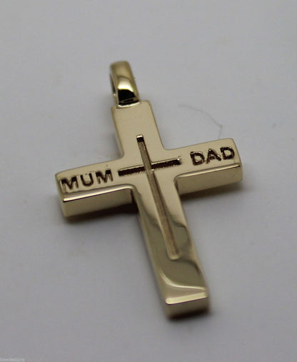 Kaedesigns New 375 9ct Yellow or Rose or White Gold Love Mum & Dad Cross Pendant