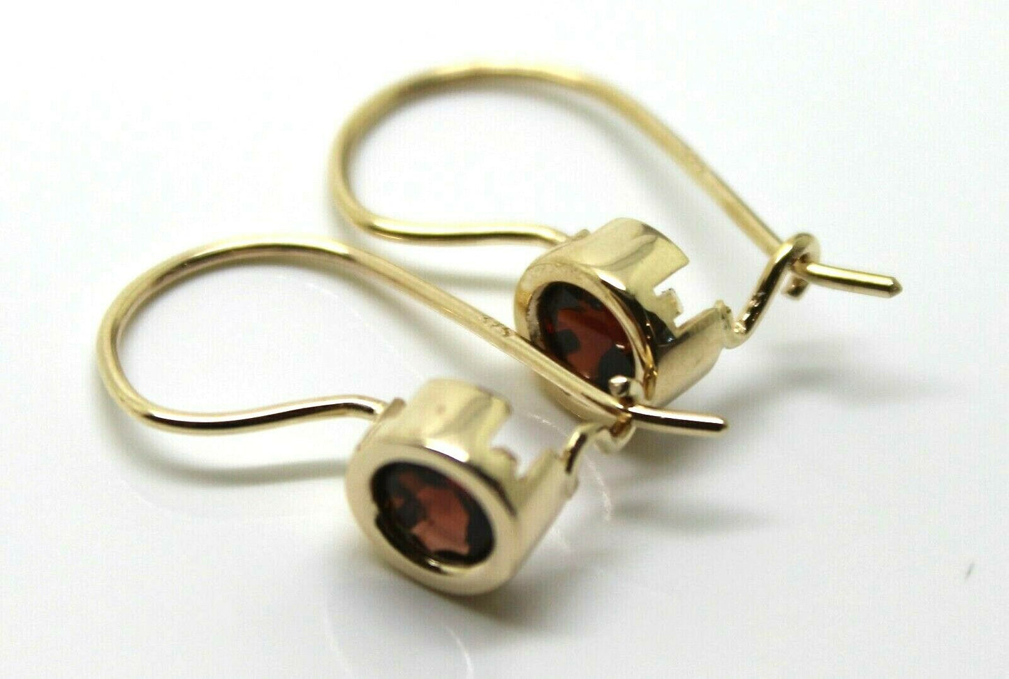 Genuine 9ct Yellow Gold Red Stone Solitaire Earrings