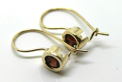 Genuine 9ct Yellow Gold Red Stone Solitaire Earrings