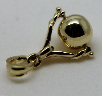 Kaedesigns, New 9ct 9K Solid Genuine Yellow, Rose or White Gold 8mm Euro Ball Spinner Pendant