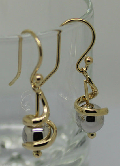 Kaedesigns New 9ct 9k Yellow & White Gold 8mm Swirl Ball Earrings