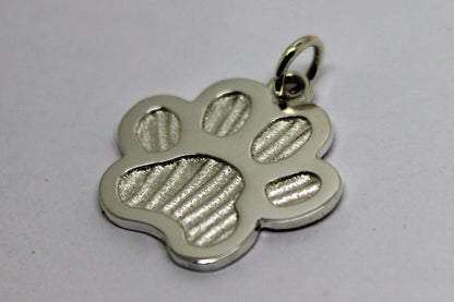 LARGE Genuine Sterling Silver 925 Dog Animal Paw Print Pendant + engraving