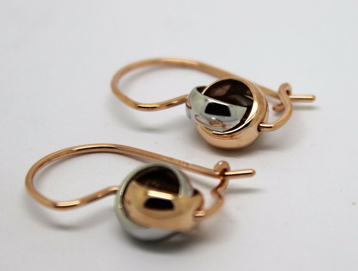 Kaedesigns New Genuine 9ct 8mm Rose & White Gold Belcher Spinning Earrings