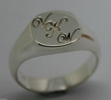 Genuine Solid New Sterling Silver Oval Signet Ring Engraved With Your Initials.