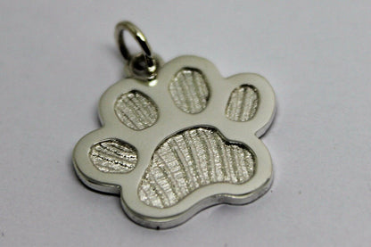 LARGE Genuine Sterling Silver 925 Dog Animal Paw Print Pendant + engraving