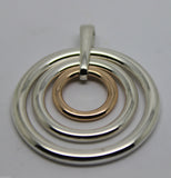 Genuine Sterling Silver 925 & 9ct Rose Gold 375 3 Circles Pendant