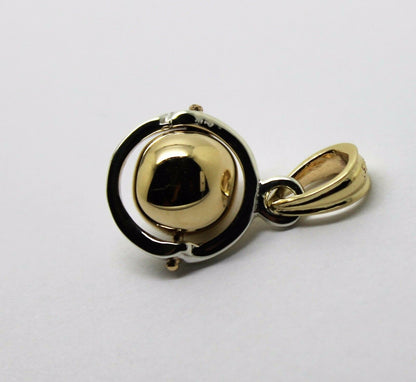 Genuine Sterling Silver & 9ct Yellow Gold Ball 8mm Ball Pendant