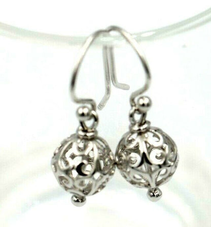 Kaedesigns, Genuine 9ct Yellow, Rose or White Gold 10mm Euro Ball Drop Filigree Earrings