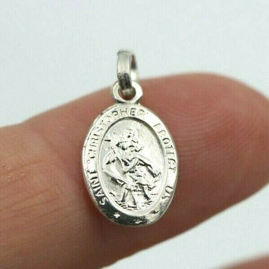 Sterling Silver or Gold Plated Small St Christopher Pendant or Charm Travel Saint