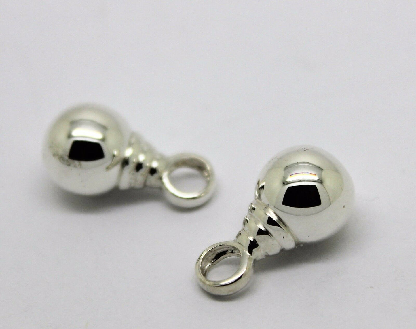 Genuine New Sterling Silver 10mm Plain Balls Charm Earrings