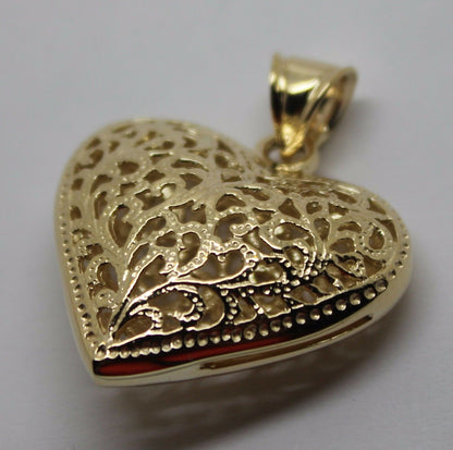 Kaedesigns New Genuine 9ct 9k Heavy Large, Rose or White Yellow Gold Filigree Heart Pendant