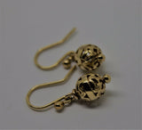 Genuine New Heavy 9ct Yellow, Rose Or White Gold 8mm Euro Ball Drop Filigree Earrings