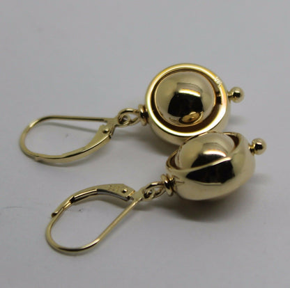 Heavy 9ct Yellow, Rose or White Gold Continental Hooks 10mm Ball Spinning Belcher Earrings