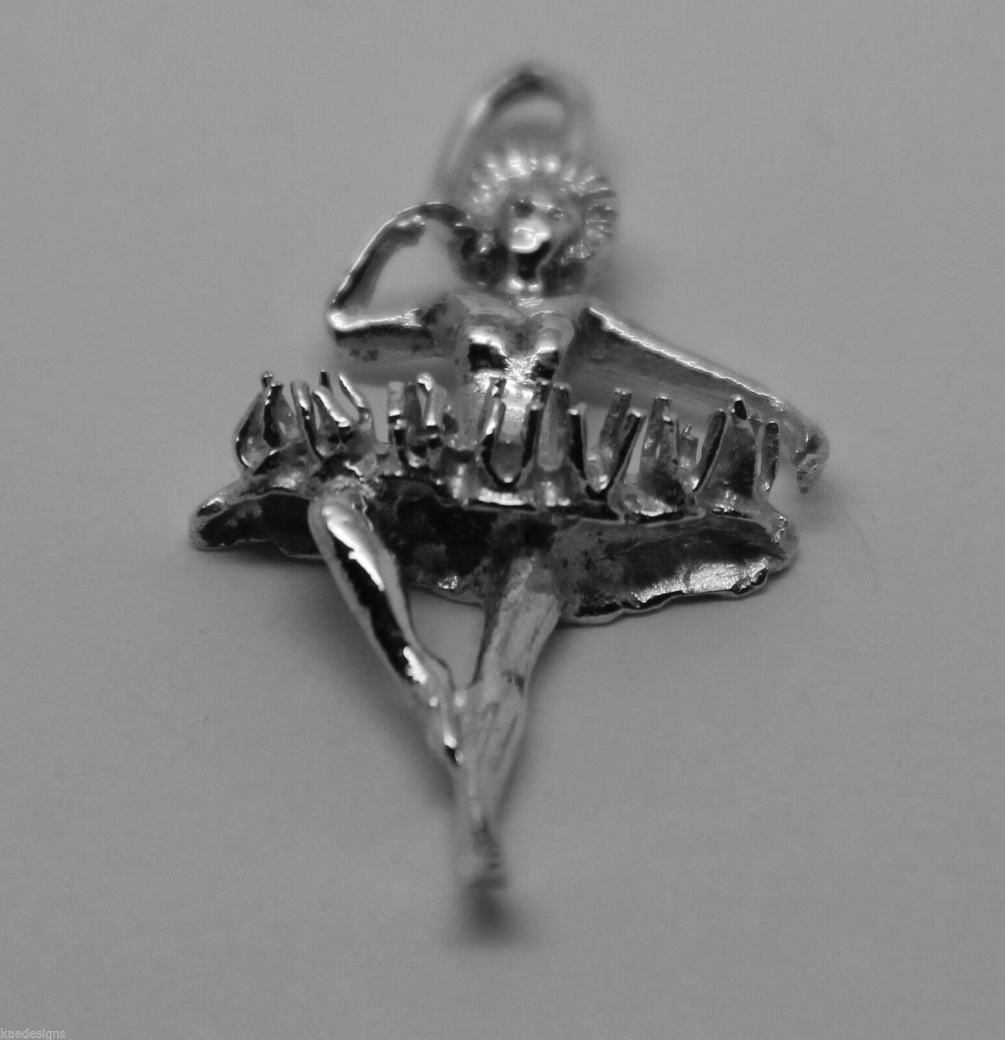 Genuine Sterling Silver Ballerina Dancer With Tutu 3D Pendant