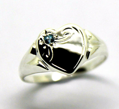 Large New Genuine Sterling Silver 925 Heart Signet Ring Choose Your Size & Gemstone