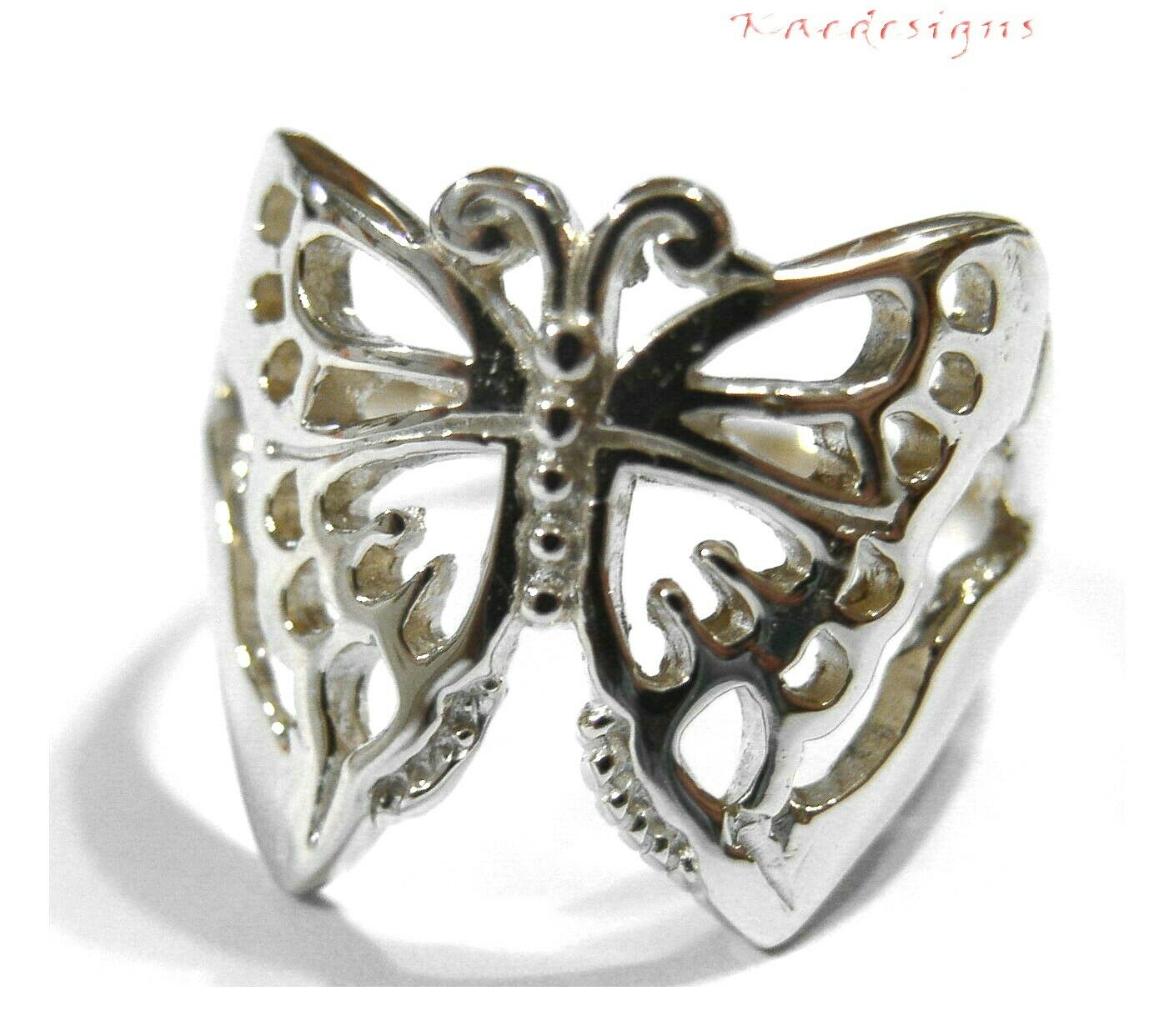 Solid 9ct White Or Rose Or Yellow Gold Large Butterfly Ring Choose Size 236