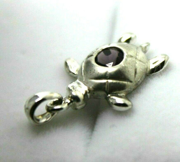 Genuine 3D Sterling Silver 925 Amethyst Turtle Charm / Pendant