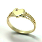 Genuine 9ct Yellow Gold 375 Amethyst (Birthstone Of February) Etched Heart Signet Ring