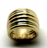Size S Kaedesigns Genuine Heavy 9ct 9kt Full Solid Three Tone Gold Wide Dome Ring